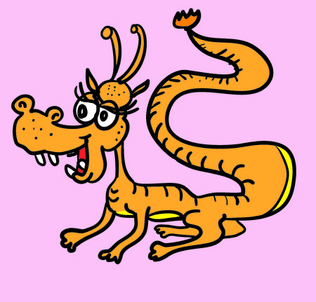 Cartoon style cute funny dragon with big eyes vectorのイラスト素材