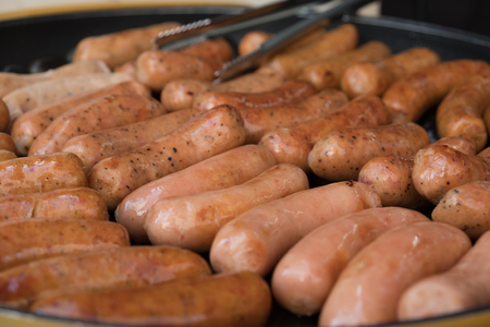 Fried sausages - traditional street food in Chinaの写真素材