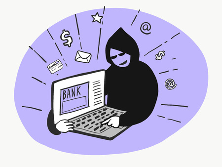 Hacker trying hack computerのイラスト素材