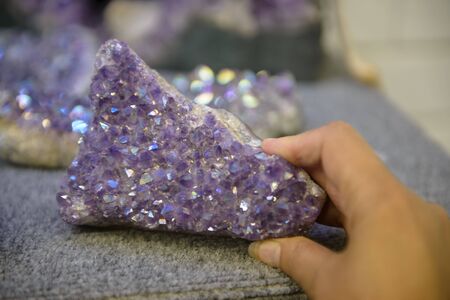 Big crystal Amethyst in the gem stoneの写真素材