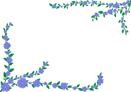 Blue flowers frame. White background. Space for text. Vector illustrationのイラスト素材