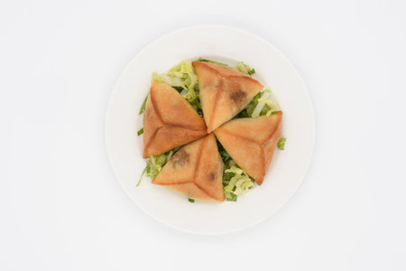 Lebanese puff pastry fatayer with herbs and onionsの写真素材