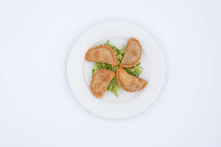 Lebanese puff pastry sambousek top viewの写真素材