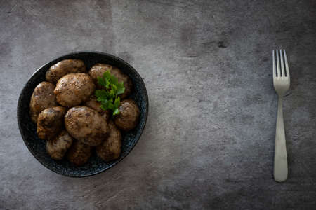 Mombar in ÙArabic or what is also called Fawaregh is simply stuffed sheep sausages with rice and hummusの写真素材
