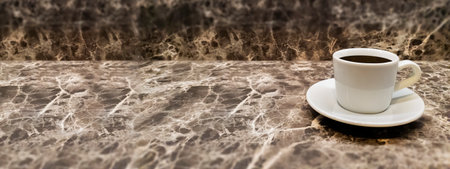 Italian coffee cup on brown Marble or  background