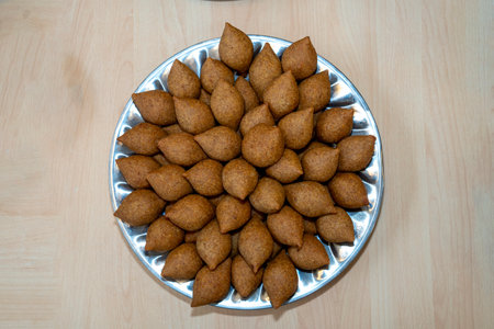 Fried kibbeh or kibbe balls traditional Arabic food.