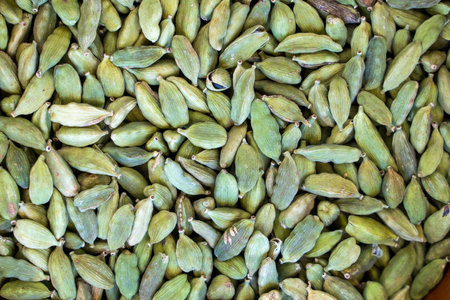 Cardamon or Cardamum seeds top viewの写真素材