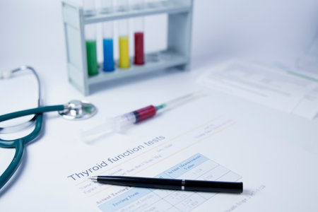 Thyroid function Labor analysis result or medical test result ,A sheet or paper  with Thyroid...
