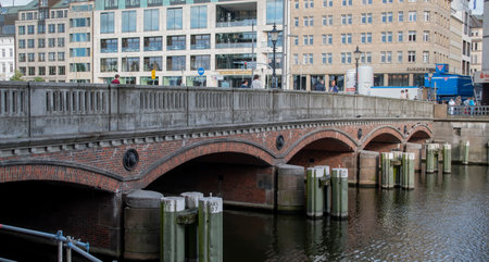 old brig at the Jungfernstieg at day time.のeditorial素材