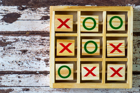 Tic tac toe wood made home game.の写真素材