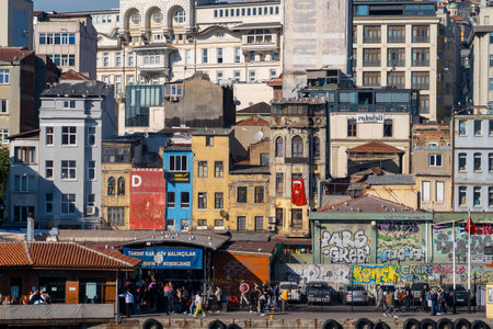 Ferry terminal Karakoy, Turyol Next to Galata Bridge fastest way to travel across the Bosporus.のeditorial素材