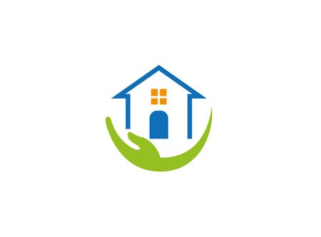 House family caregiver with hand and Homeのイラスト素材