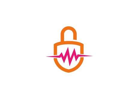 Security Lock with heart beat and guardのイラスト素材
