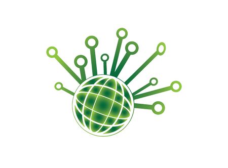 Technology globe icon     design illustrator, high tech land symbol, earth iconのイラスト素材