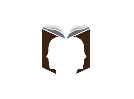 Head person in the book   design illustration, education icon, success symbolのイラスト素材