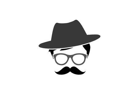 bowler hat with glasses and mustache     designのイラスト素材