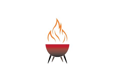 barbecue grills with fire designのイラスト素材