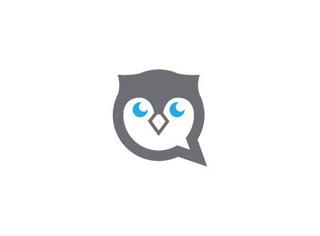 Owl head and face in a chat icon for design illustration on white backgroundのイラスト素材