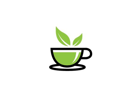 Hot cup of tea in a mug with mint leaves for design illustration on white backgroundのイラスト素材