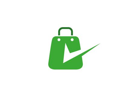 Briefcases a handbag for shopping with check mark for  design illustration on white backgroundのイラスト素材