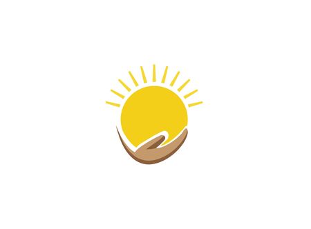 sun and hand for design illustration on white backgroundのイラスト素材