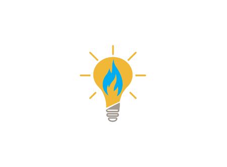 fire in the bulb for design illustration on white backgroundのイラスト素材