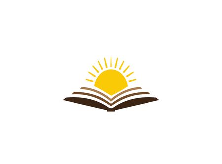 bright sun in an open book for design illustration on white backgroundのイラスト素材
