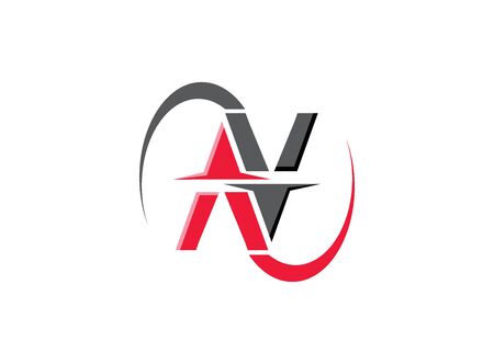 N alphabet letter logo design illustration on white backgroundのイラスト素材