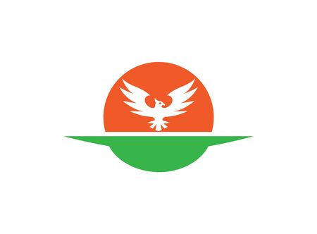 Phoenix shape in the sun for logo design illustration on a white isolated backgroundのイラスト素材