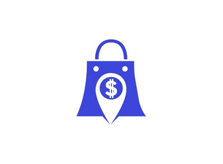 hand bag pin money in a white background for logo design illustration on white backgroundのイラスト素材