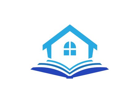 Library logo book and home or school vector design illustration on white backgroundのイラスト素材