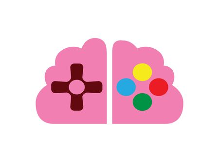 Brain and analog gaming master console gamer symbol vector logo design illustration on white...