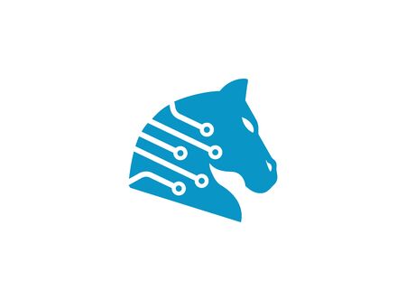 horse head technology icon for logo design illustration on white backgroundのイラスト素材