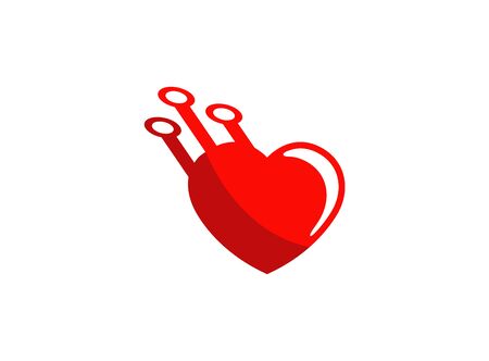 heart tech a technology icon for logo design illustration on white backgroundのイラスト素材