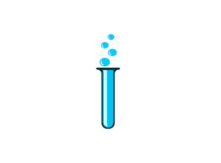 tube flask with bubbles for logo design illustration beaker on white backgroundのイラスト素材