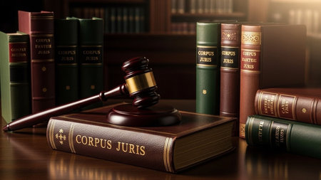 Judgeâs Gavel on Law Book with Legal Documents and Justice Scalesの素材