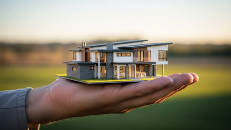 Modern Luxury House Model in Hand â Real Estate Concept, Property Investmentの素材