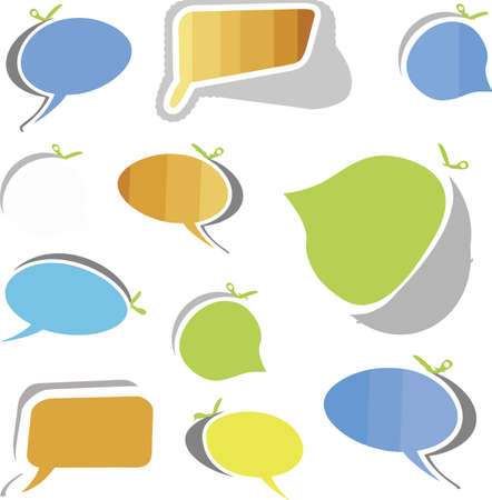 Speech bubble stickers collection various colored flat decorのイラスト素材