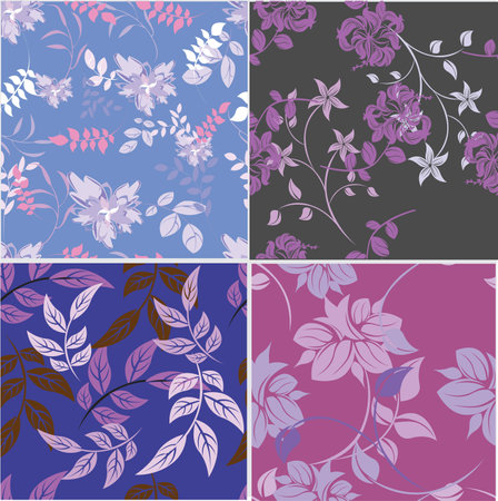 Set of Background Floral colour vectorのイラスト素材