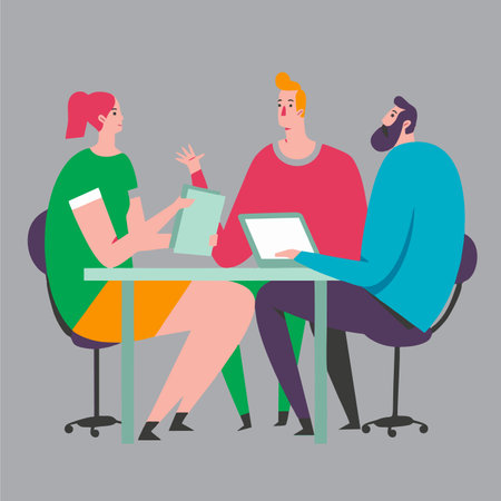 illustration picture is having a discussionのイラスト素材