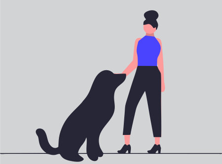 Illustration Women and dog  vectorのイラスト素材