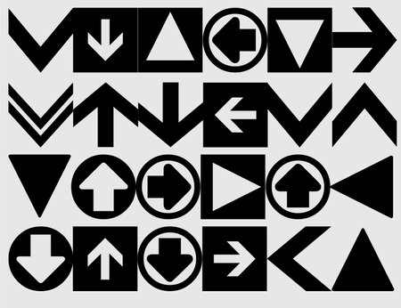 Set of arrow icons in black and white colors. Vector illustration.のイラスト素材