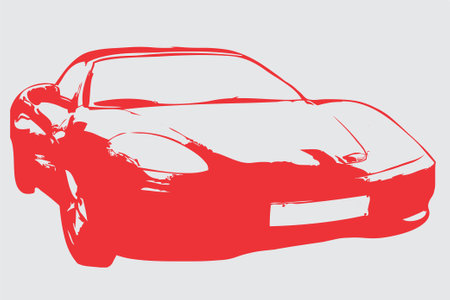 red car sketch on a gray background, vector illustration, eps 10のイラスト素材