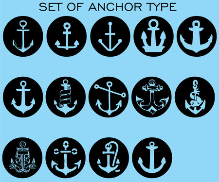 Anchor icon set. Flat design style. Vector illustration.のイラスト素材
