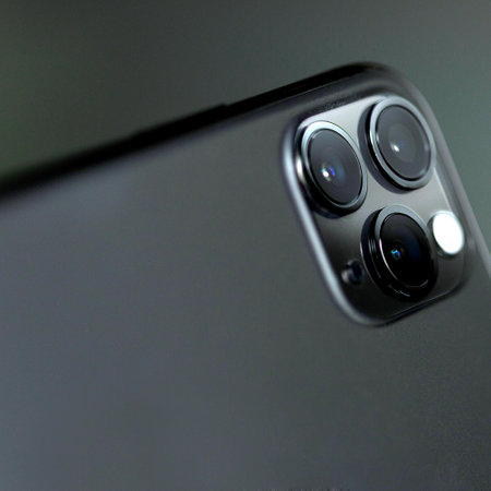 Smartphone with camera on the screen. Shallow depth of field.の写真素材