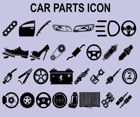 Car parts icons set. Car parts icon set. Vector illustration.のイラスト素材