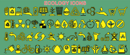 Ecology icons set. Outline set of ecology icons for web designのイラスト素材