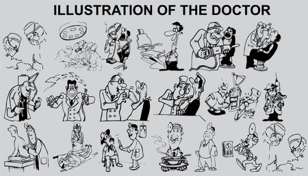 illustration of a set of icons related to the life of the doctorのイラスト素材