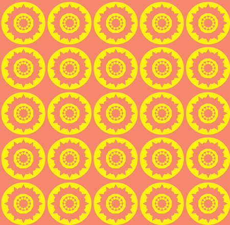 Seamless pattern with suns on a pink background. Vector illustration