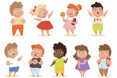 Vector illustration of cute cartoon character of children holding ice cream and donutのイラスト素材